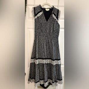 Kate Spade Black and White Floral A-Line Skirt